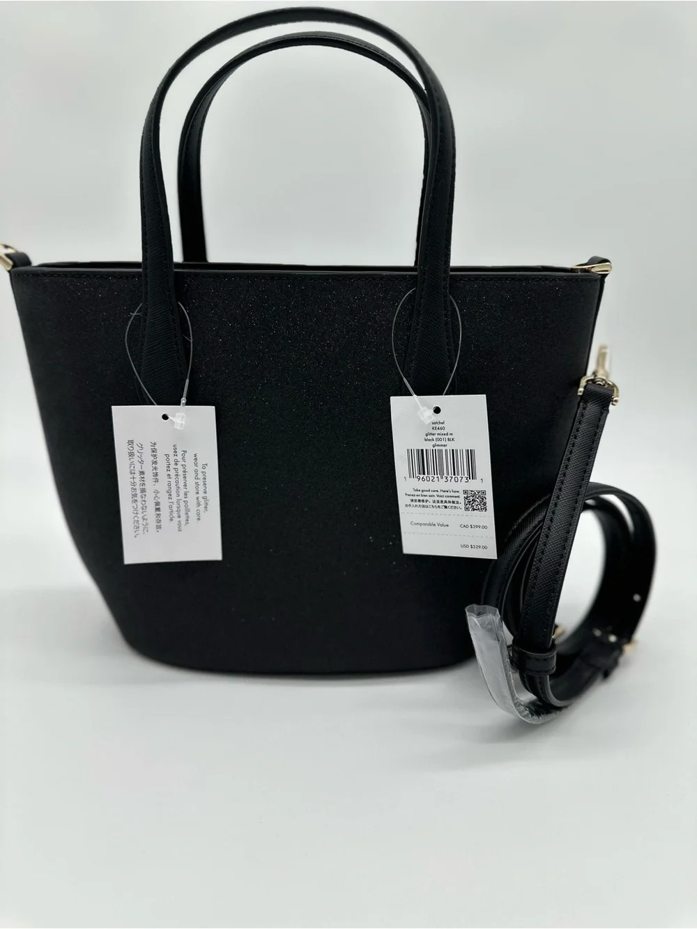 kate spade Black Glitter Tote with Detachable Strap